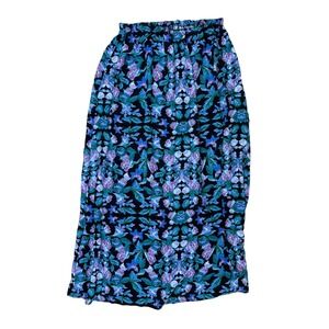 Floral Boho Maxi Skirt Rayon Elastic Waist Small Unbranded